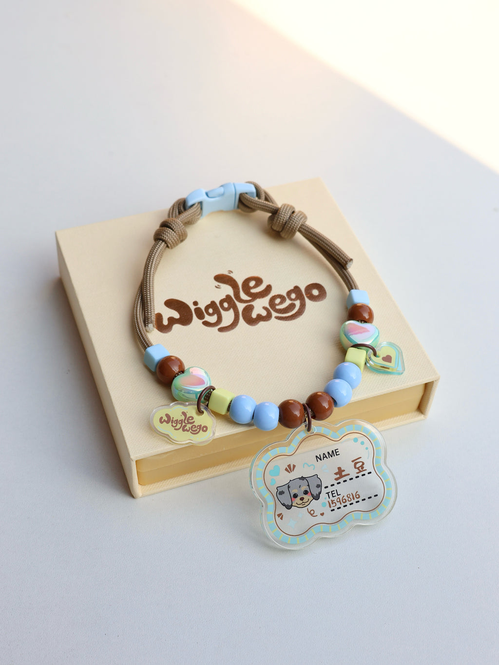 Personalised ID Tag Necklace-Sea Salt Latte